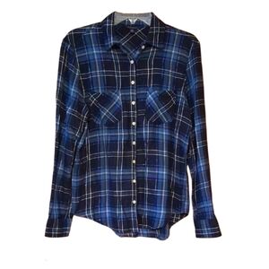 Aeropostale Navy Plaid Flannel Shirt Size Midium